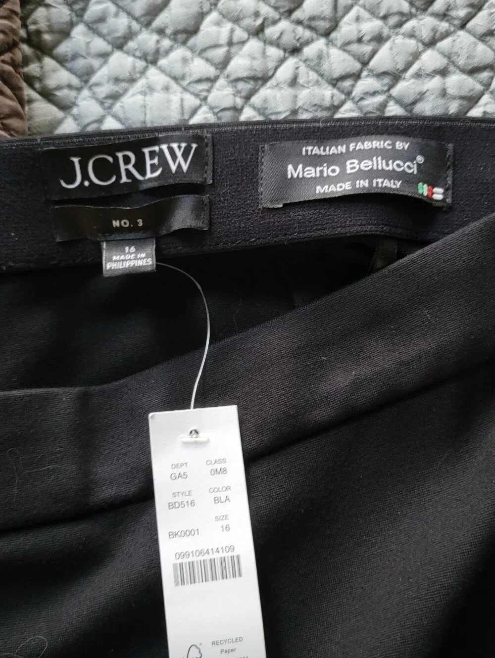 NWT J. Crew No. 3 Black Ponte Pencil Skirt, Size 16